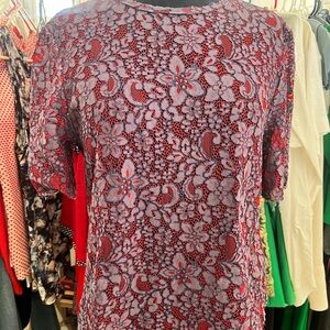 Zara Red and Purple Lace Blouse